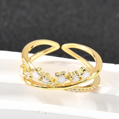 Star 925 Sterling Silver Cubic Zirconia Rings for Women RJEW-S631-01G-1