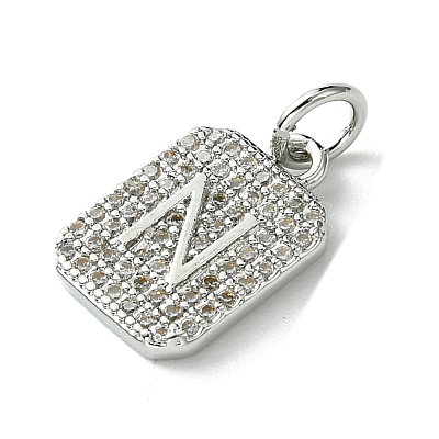 Rack Plating Brass Micro Pave Clear Cubic Zirconia Charms KK-G501-01N-P-1
