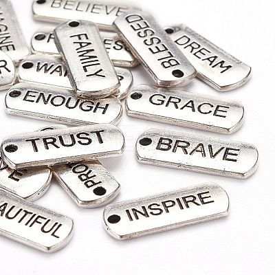 18Pcs 18 Style Tibetan Style Alloy Rectangle Pendants TIBEP-YW0001-34AS-1