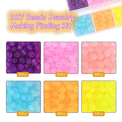 480Pcs 6 Colors Transparent Glass Beads Strands GLAA-YW0001-32-1