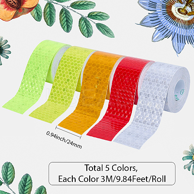 5 Rolls 5 Colors PET & PVC AUMO-mate Car Reflective Strip Sticker AJEW-SP0002-18-1