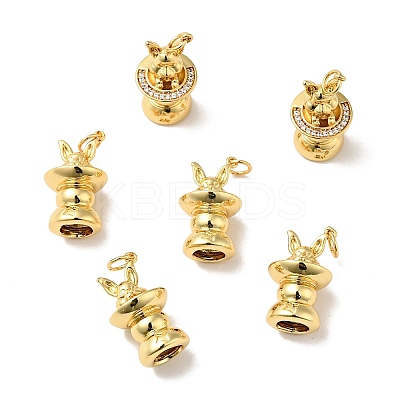 Rack Plating Brass Micro Pave Clear Cubic Zirconia Pendants KK-H431-03G-1