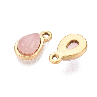 Natural Rose Quartz Teardrop Charms STAS-N109-209A-G-1