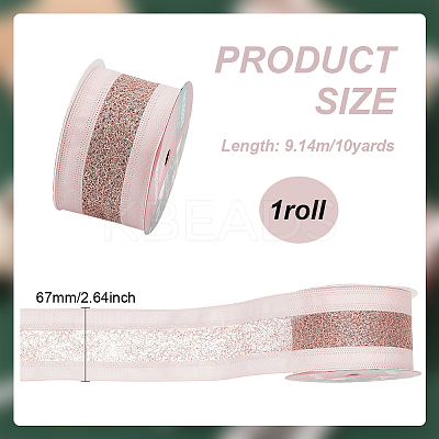10 Yards Hot Stamping Polyester Satin Ribbons SRIB-WH0011-169A-1