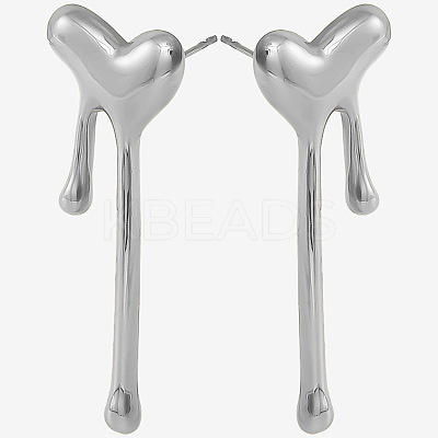 1 Pair Stylish Heart Tassel 304 Stainless Steel Stud Earrings for Women WI4512-1-1
