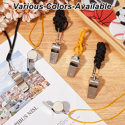12Pcs 2 Styles Alloy with Stainless Steel Whistle with Rope NJEW-CN0001-10-1