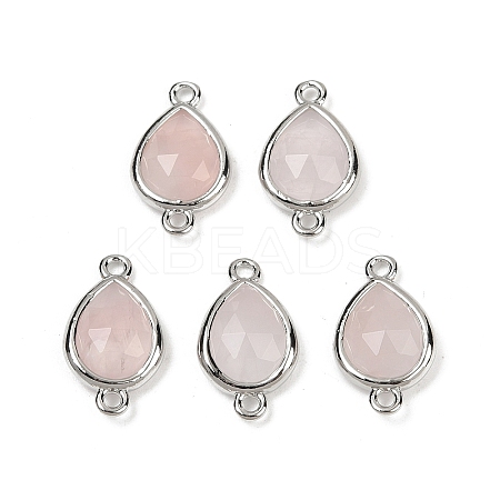 Natural Rose Quartz Faceted Connector Charms G-L514-048G-10-1