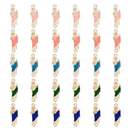 30Pcs 5 Colors Religion Alloy Enamel Connector Charms FIND-GO0001-62-1