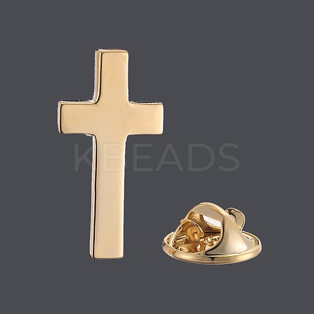 Cross Brass Brooches JEWB-WH0028-39A-1