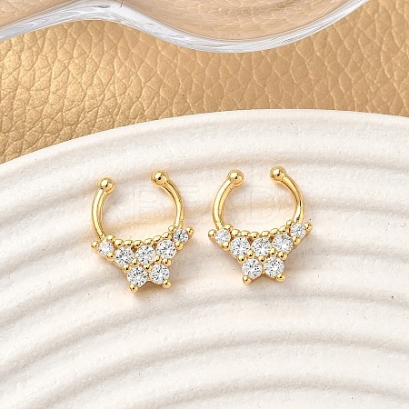 Brass Pave Clear Cubic Zirconia Circular/Horseshoe Barbell Nose Rings EJEW-D337-18B-G-1