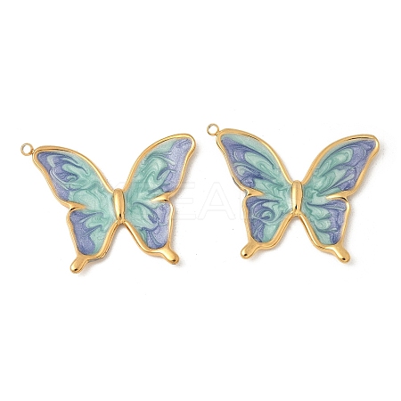304 Stainless Steel Enamel Pendants STAS-V015-61C-G-1