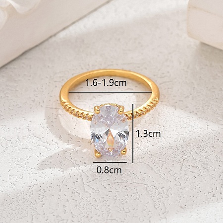 Elegant European and American Copper Zircon Oval Dove Egg Ring. MM3705-5-1