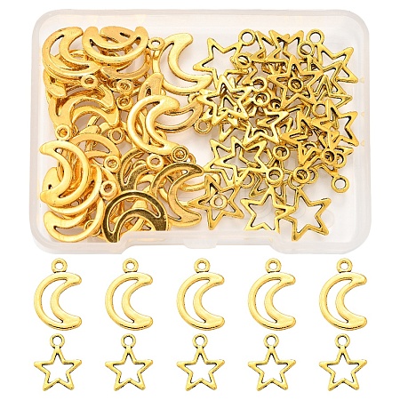 50Pcs 2 Styles Tibetan Style Alloy Charms TIBEP-FS0001-29AG-1