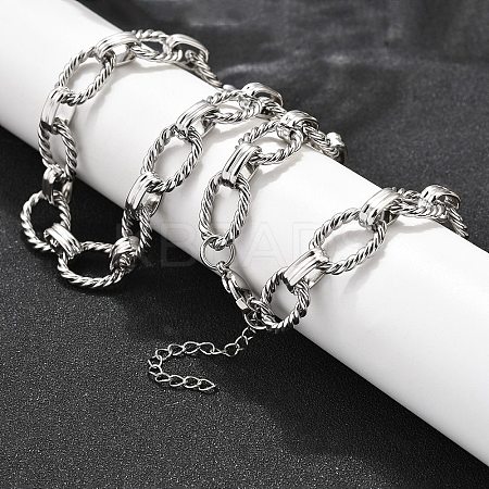 304 Stainless Steel Twisted Oval Link Chain Necklaces NJEW-R023-13P-1