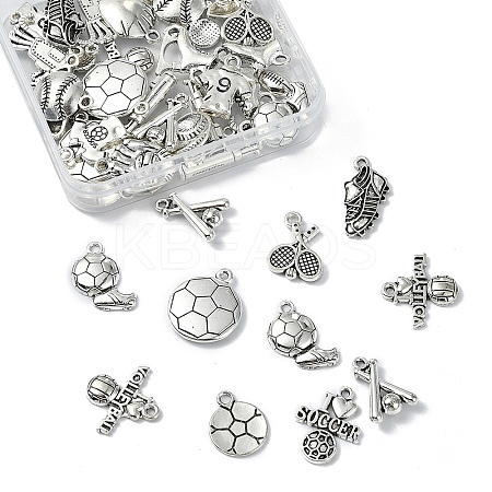45Pcs 15 Styles Tibetan Style Sports Theme Alloy Pendants FIND-YW0006-31-1