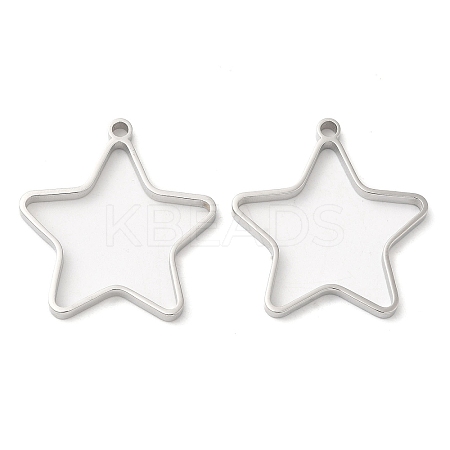 Non-Tarnish 304 Stainless Steel Open Back Bezel Star Pendants STAS-Z040-01P-1