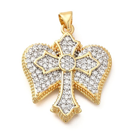 Brass Micro Pave Cubic Zirconia Pendants KK-B128-09G-1