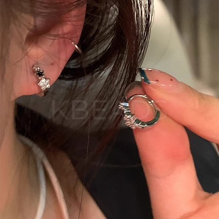 Star Alloy Rhinestone Hoop Earrings WG46953-49-1