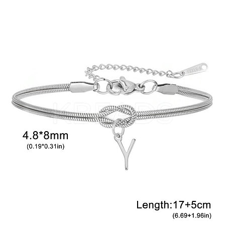 304 Stainless Steel Initial Charm Bracelets FS-WGD8E41-03-1