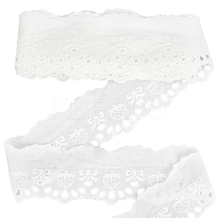 7.5 Yards Cotton Strawberry & Bowknot Embroidery Lace Ribbon OCOR-FG0002-53B-1