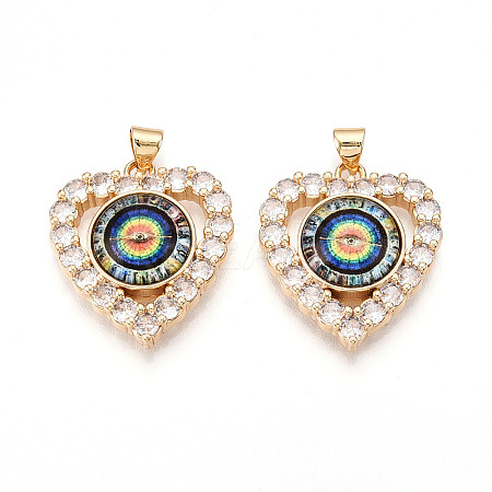 Brass Micro Pave Clear Cubic Zirconia Pendants for Women KK-T070-93A-02-1