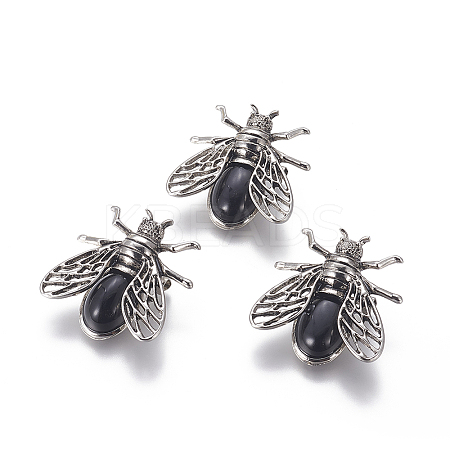 Natural Dyed & Heated Black Agate Brooches G-A176-D01-1-1