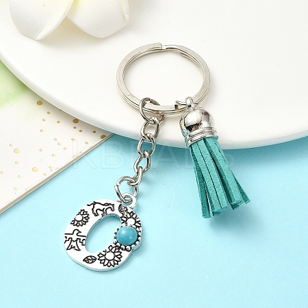 Alloy with Resin Imitation Synthetic Turquoise Keychain KEYC-YW00087-15-1