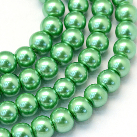 Baking Painted Pearlized Glass Pearl Round Bead Strands X-HY-Q003-4mm-69-1