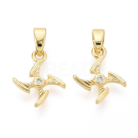 Brass Micro Pave Clear Cubic Zirconia Charms KK-N259-18G-1