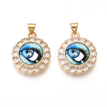 Brass Micro Pave Clear Cubic Zirconia Pendants for Women KK-T070-92A-04-1