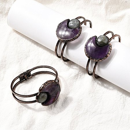 Natural Amethyst & Labradorite Bangles for Women BJEW-A043-01R-03-1