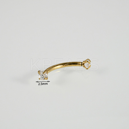 304 Stainless Steel Clear Cubic Zirconia Curved Barbell Labrets WG22442-03-1