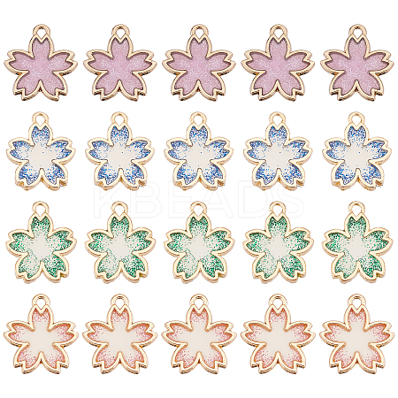 40Pcs 4 Colors Rack Plating Alloy Epoxy Resin Pendants FIND-FH0004-57-1