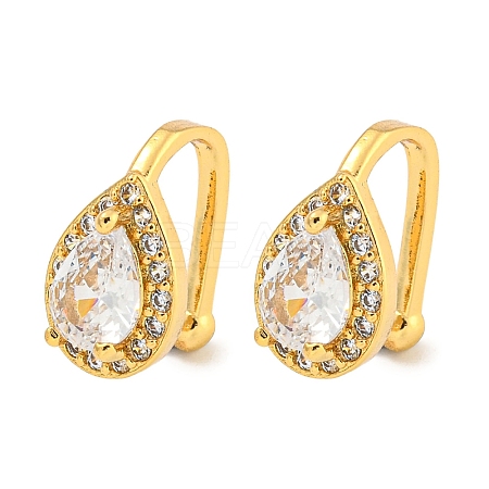 Brass Micro Pave Clear Cubic Zirconia Cuff Earrings for Women EJEW-C104-132G-1
