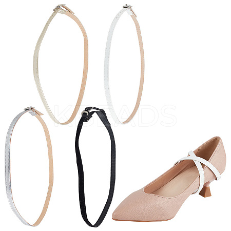 4 Pairs 4 Colors Imitation Leather Shoelace Bands FIND-DR0001-14-1