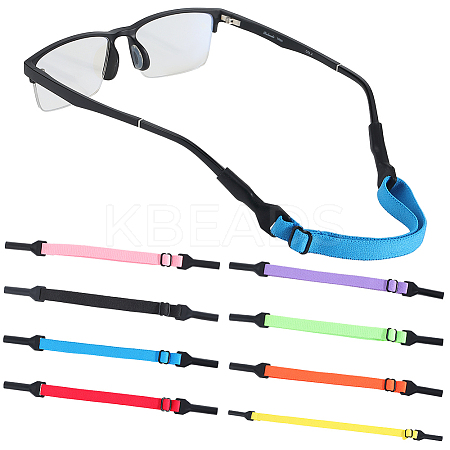 8Pcs 8 Colors Stretchy Nylon Sports Sunglass Straps AJEW-GF0010-53-1