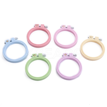 Adjustable ABS Plastic Flat Round Embroidery Hoops TOOL-PW0003-017-1