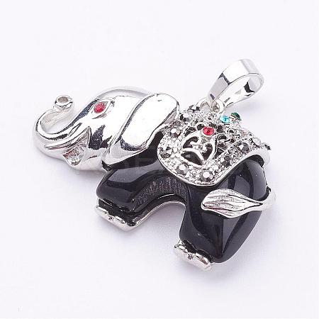 Natural Dyed & Heated Black Agate Pendants G-P268-07-1