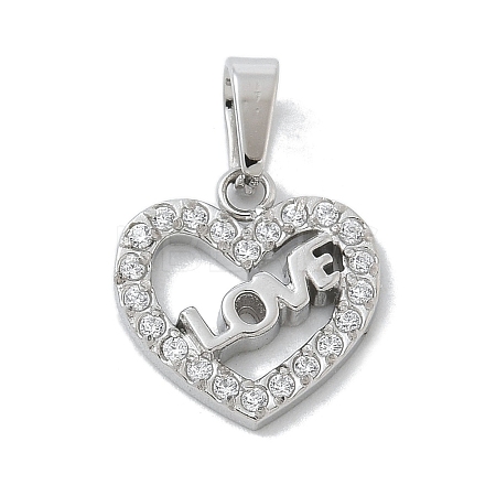 304 Stainless Steel Micro Pave Cubic Zirconia Pendants STAS-Z107-04P-10-1