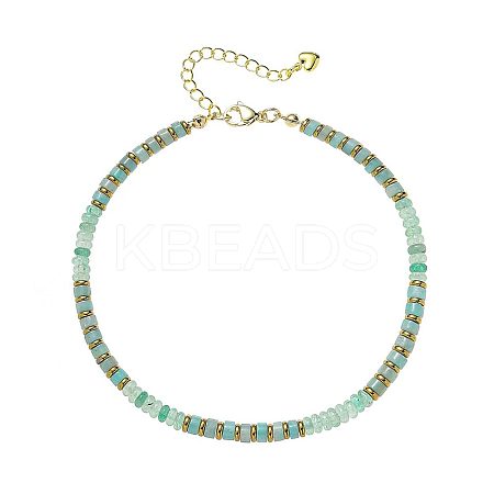 Bohemian Style Natural Chrysoprase & Brass Rondelle Disc Heishi Beaded Anklets FS-WG8FF45-07-1
