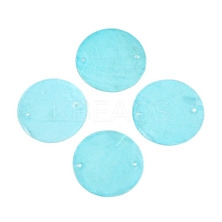 Spray Painted Natural Capiz Shell Disc Links Connector Charms SSHEL-T017-32A-1
