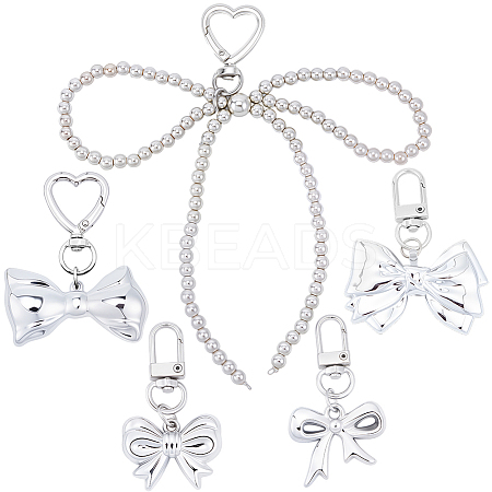 5Pcs 5 Styles Plastic Bowknot Pendant Decorations KEYC-BBC0001-14-1