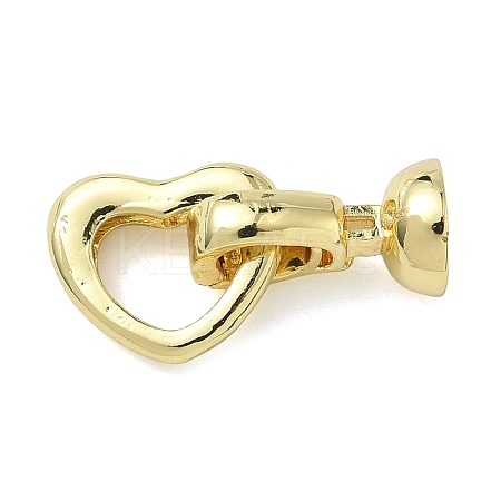 Heart Brass Fold Over Clasps KK-Z143-14G-1