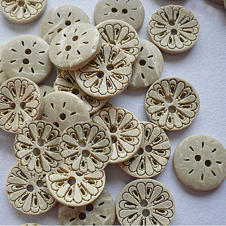 Carved Buttons with 2-Hole in Round Shape for Kids NNA0YYX-1