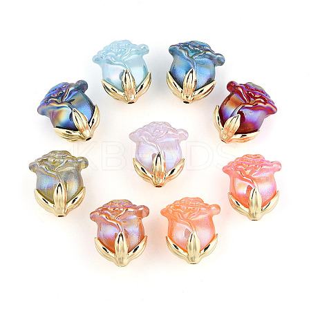 Iridescent Plating Acrylic Beads MACR-C029-06-1