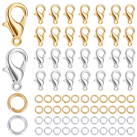 400Pcs 2 Colors Zinc Alloy Lobster Claw Clasps FIND-SP0001-34-1