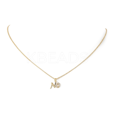 Clear Cubic Zirconia Word No Pendant Necklace NJEW-JN04330-02-1