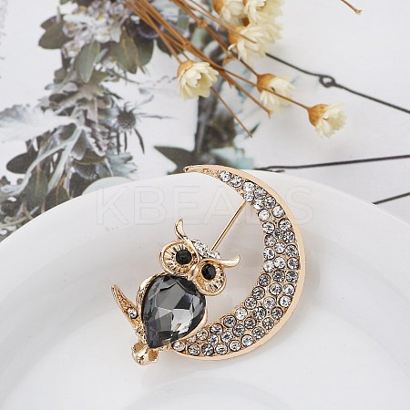 Golden Alloy Rhinestone Brooches LS-PW-WG50426-01-1