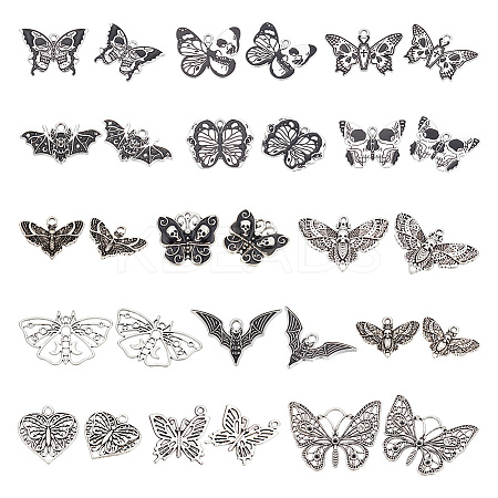 45pcs 15 styles Halloween Alloy Enamel & Tibetan Style Pendants ENAM-AR0001-56-1
