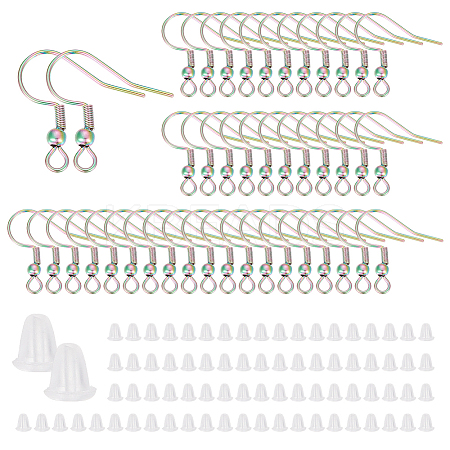 80Pcs PVD Vacuum Plating 201 Stainless Steel Earring Hooks STAS-SC0007-68-1